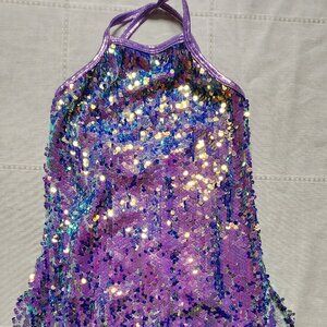 Curtain Call Lavender Sequin Shift Dress Dance Costume with Shorts Girls Size MC